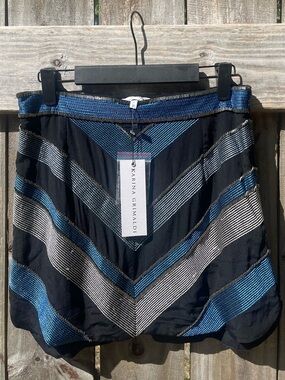 Karina Grimaldi Black, Blue & White Striped Mini Skirt
